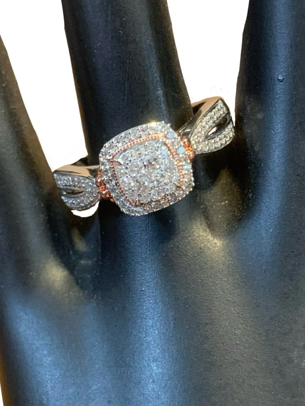STERLING SILVER W/14K ROSE GOLD OVERLAY ACCENTS .33CTW GENUINE DIAMOND RING (7)